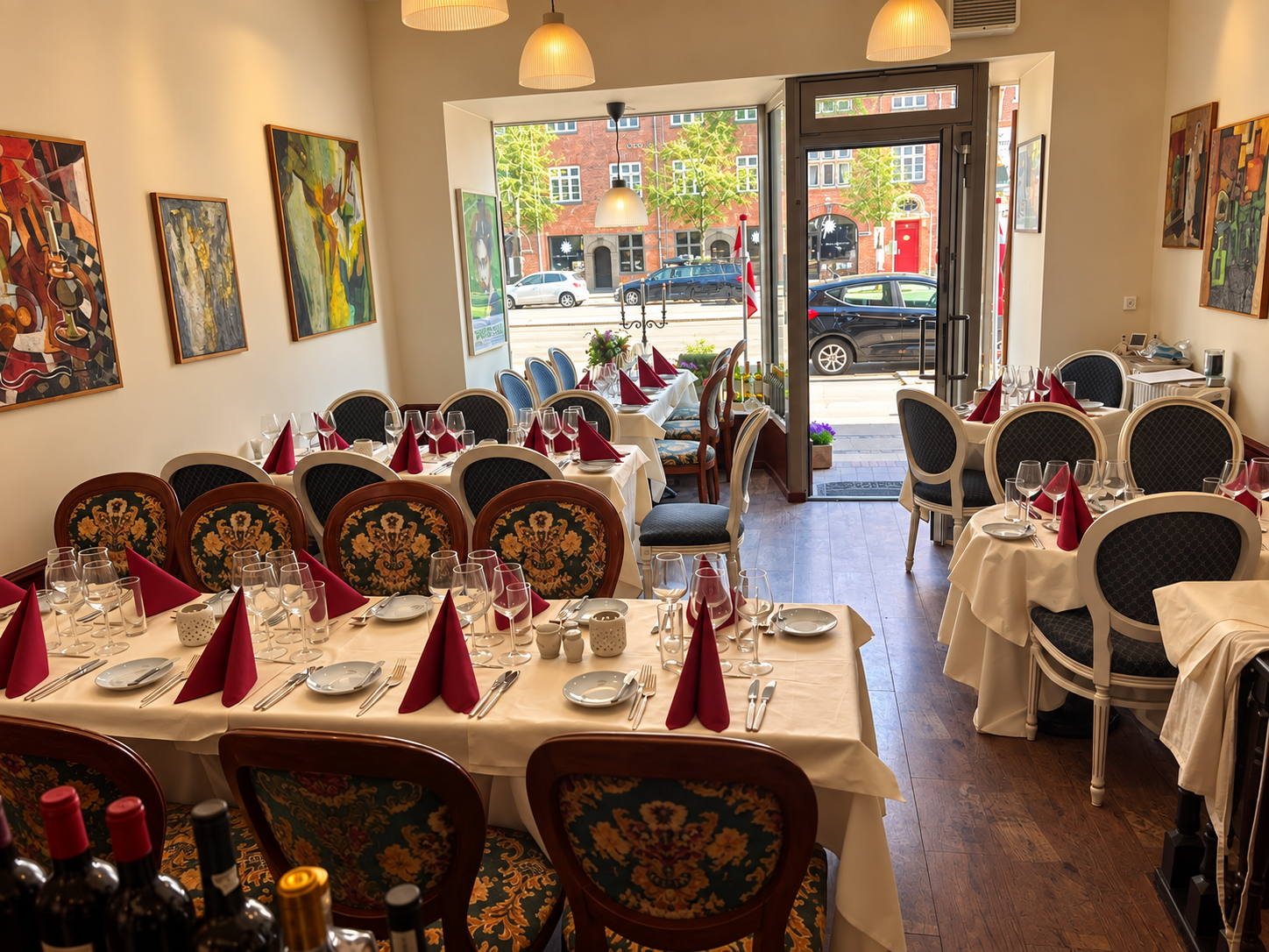 Restaurant Merlot dækket op til et selskab
